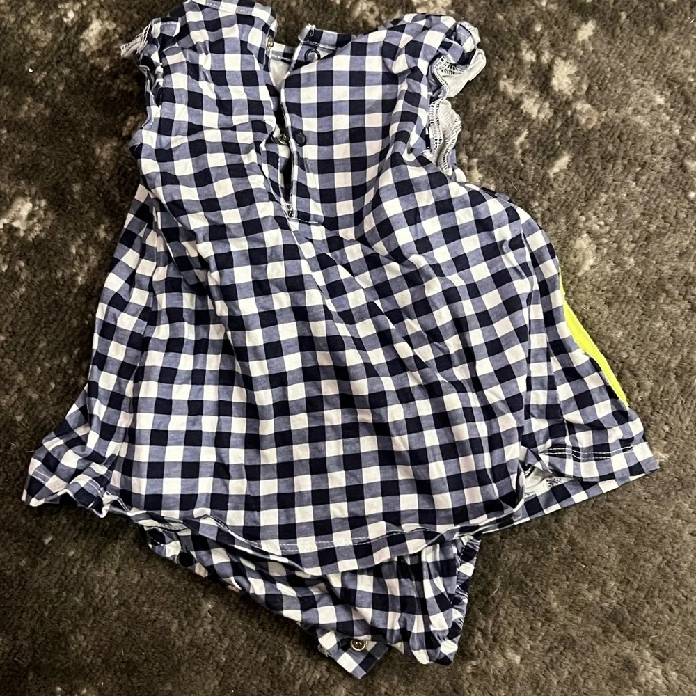 Blue and White Checkered Kids Romper